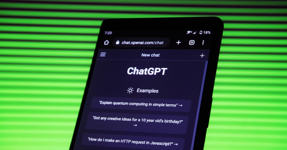 A mobile phone screen showing ChatGPT on a green background